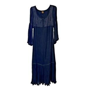 Nymph Black Gothic Rayon Long Sleeve Dress Medieval Renaissance Sz M NWOT